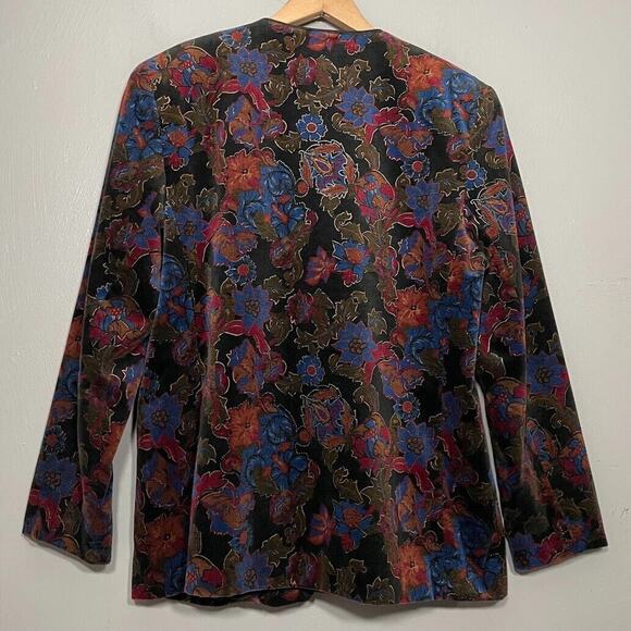 TanJay Dinner Jacket Womens Size 14 Dark Black Velvet Blazer Smoking Whimsigoth - Picture 6 of 12